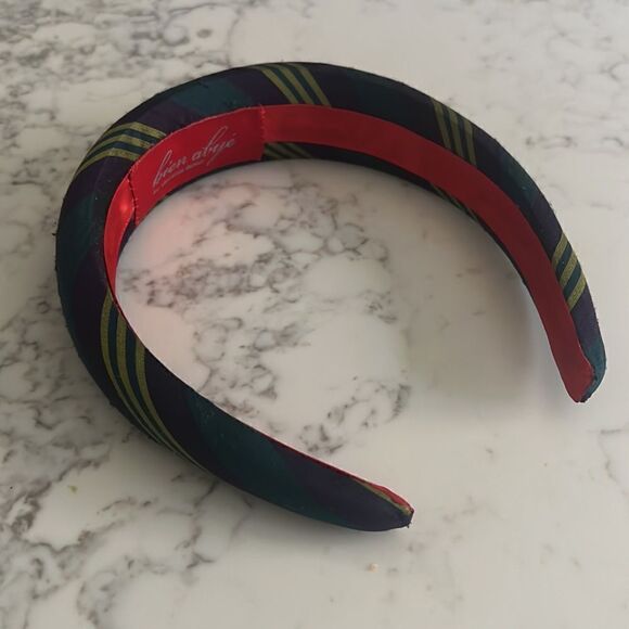 Bien Abye navy striped silk headband